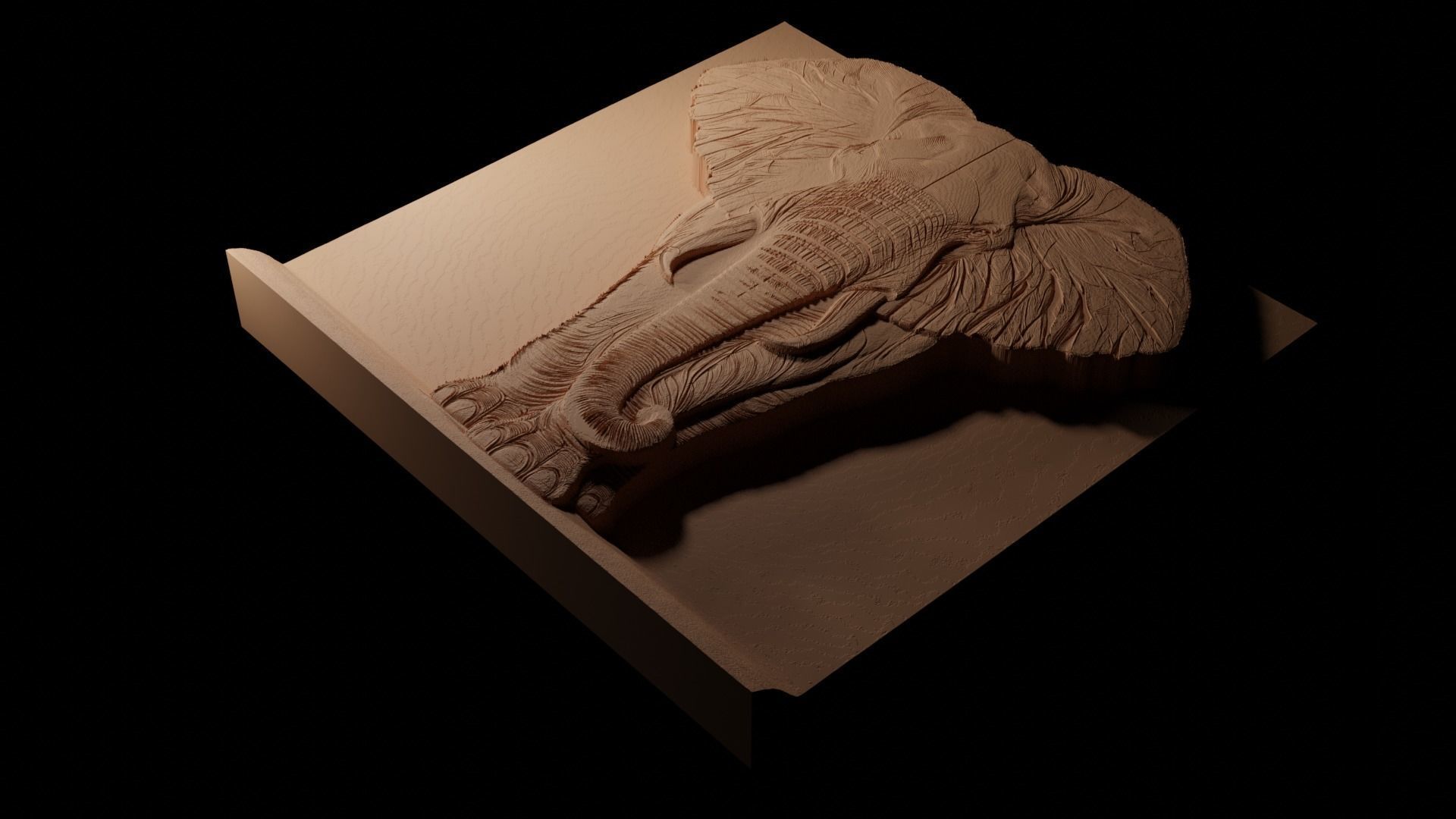 African Elephant CNC 3d Print High Relief Sand Casting 3D print model_1