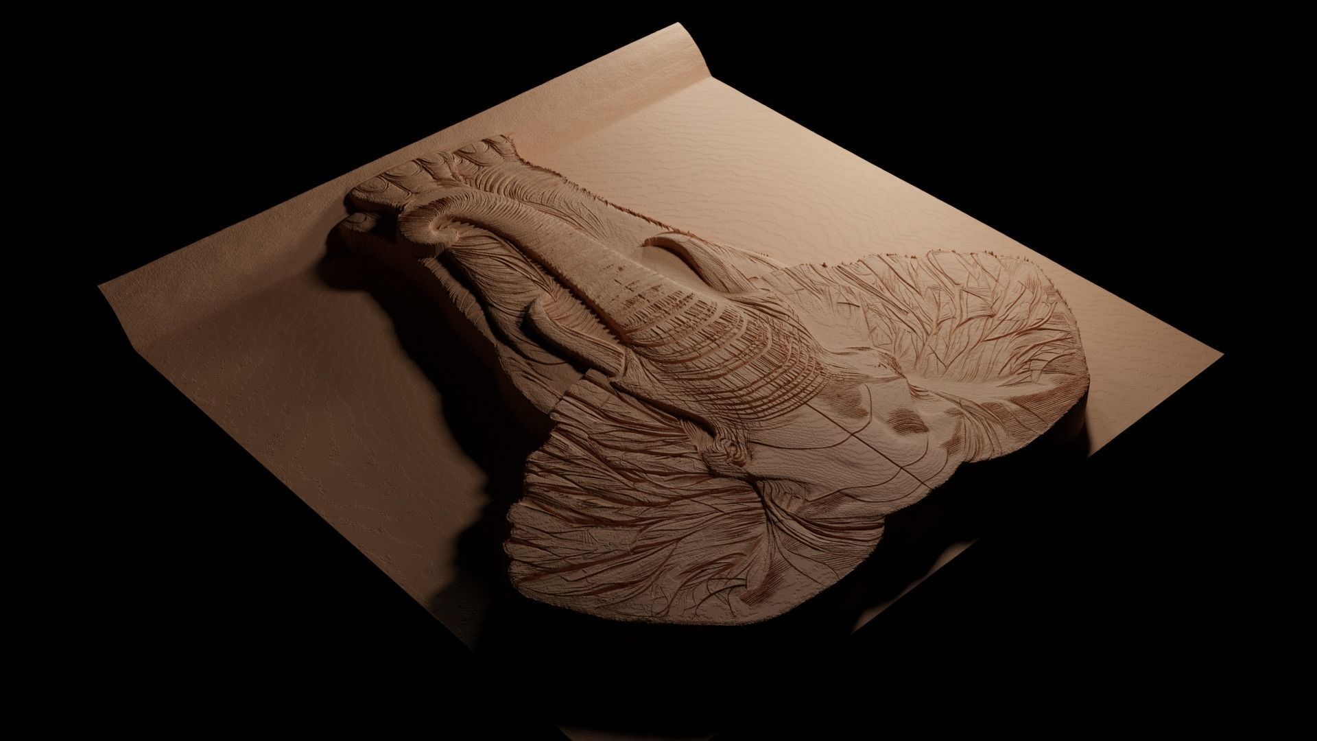 African Elephant CNC 3d Print High Relief Sand Casting 3D print model_3