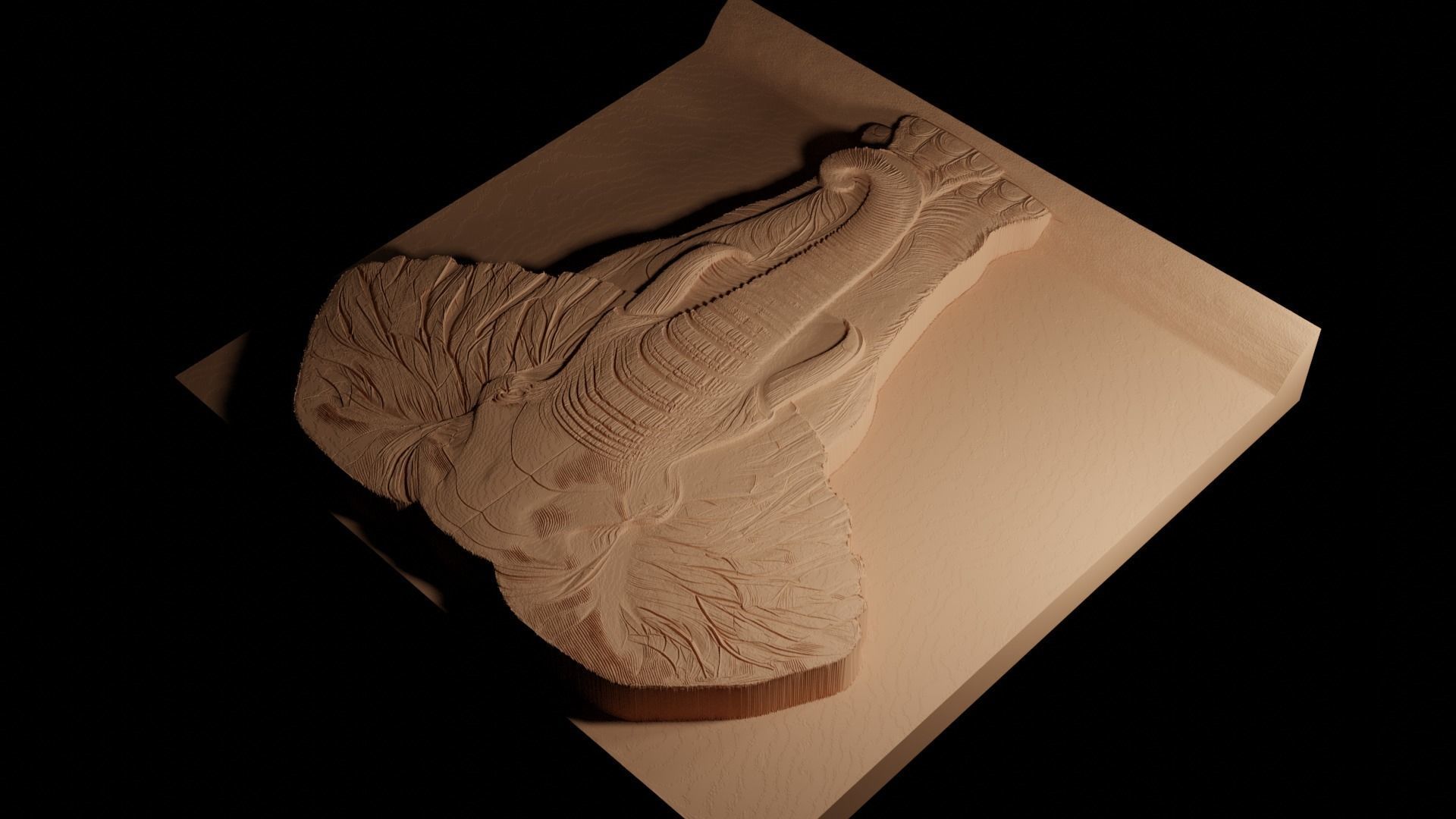 African Elephant CNC 3d Print High Relief Sand Casting 3D print model_4