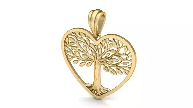 Tree of Life Heart Pendant 30 mm 3D print model