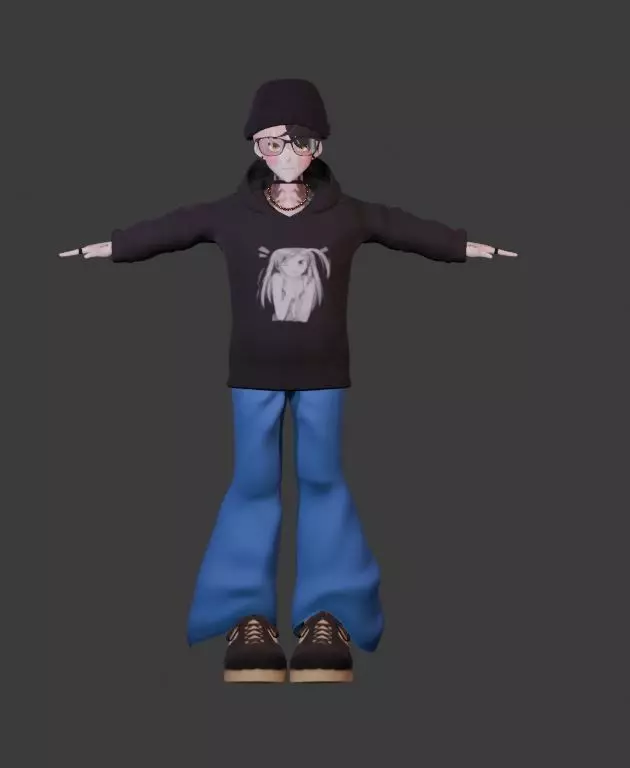 glasses anime Low-poly 3D model_0