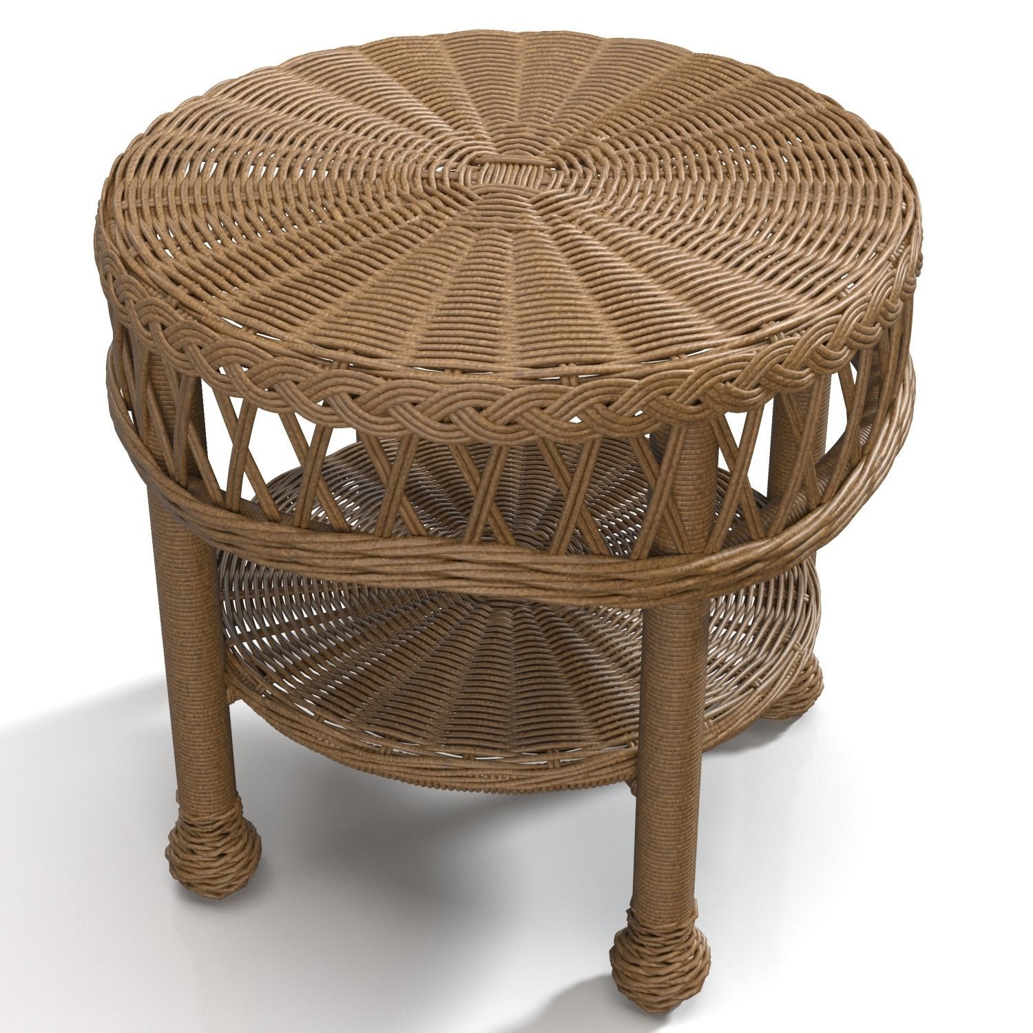 Outdoor Round Wicker Table  PBR 3D model_2