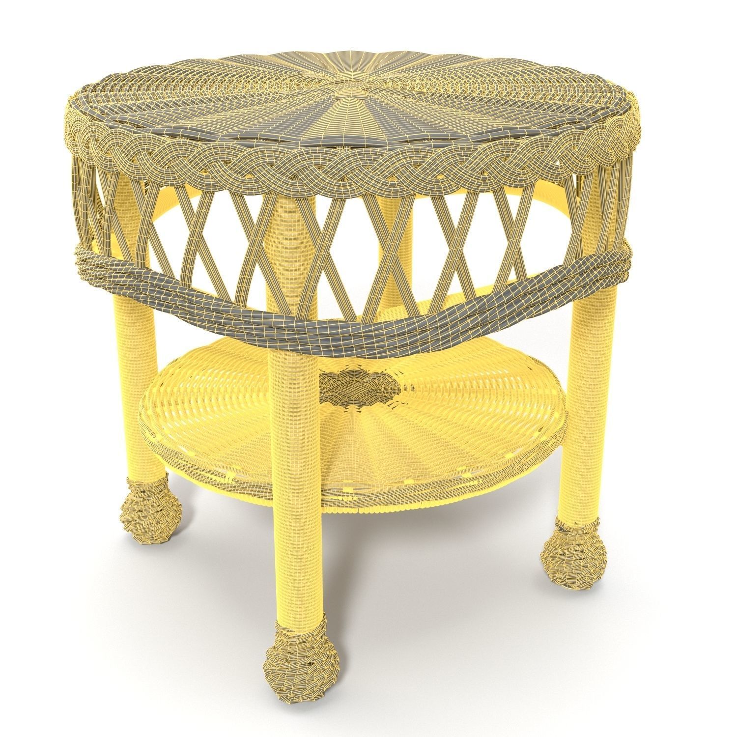 Outdoor Round Wicker Table  PBR 3D model_5