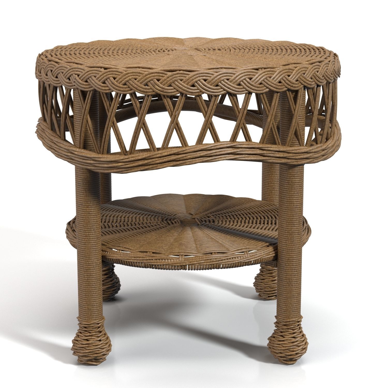 Outdoor Round Wicker Table  PBR 3D model_1