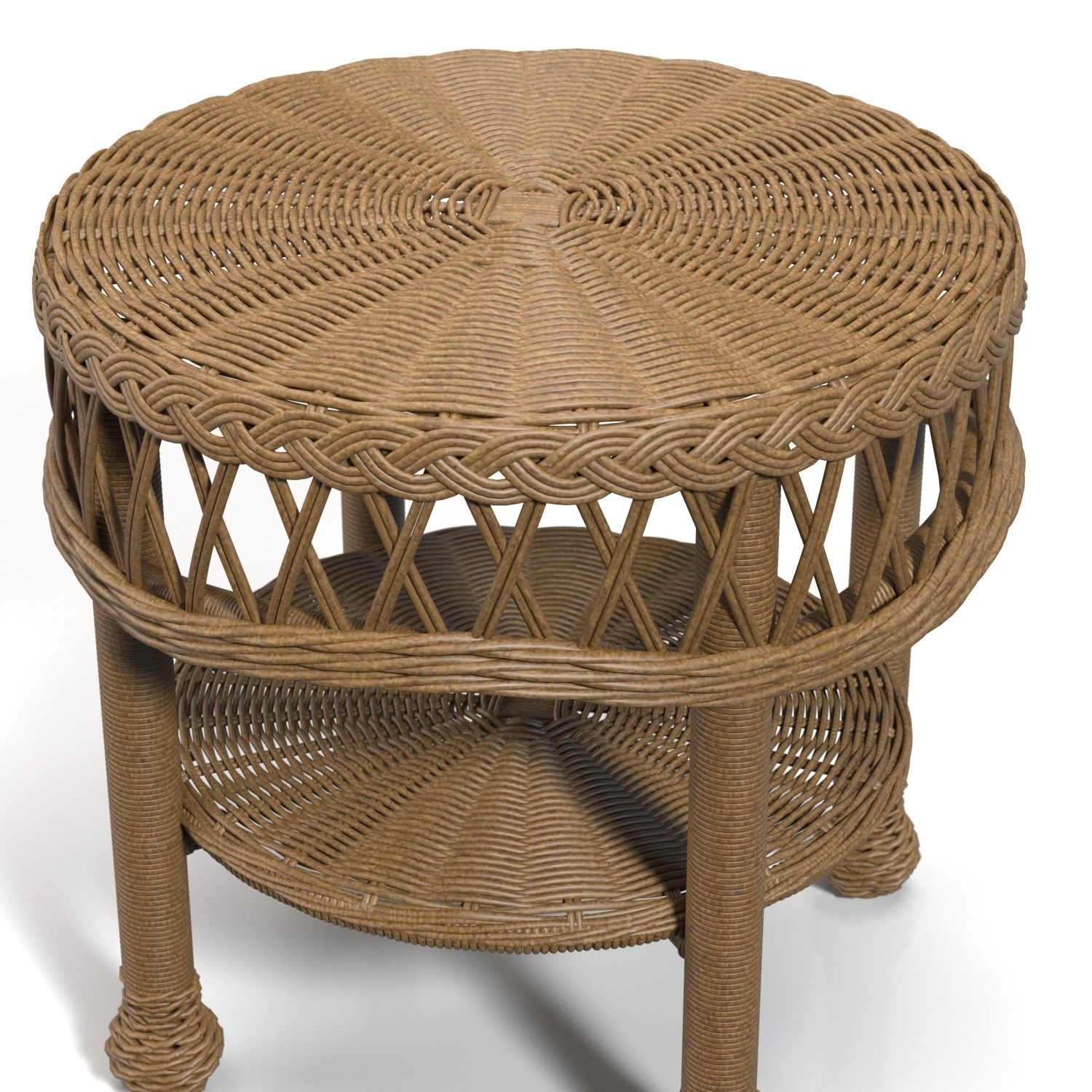 Outdoor Round Wicker Table  PBR 3D model_3