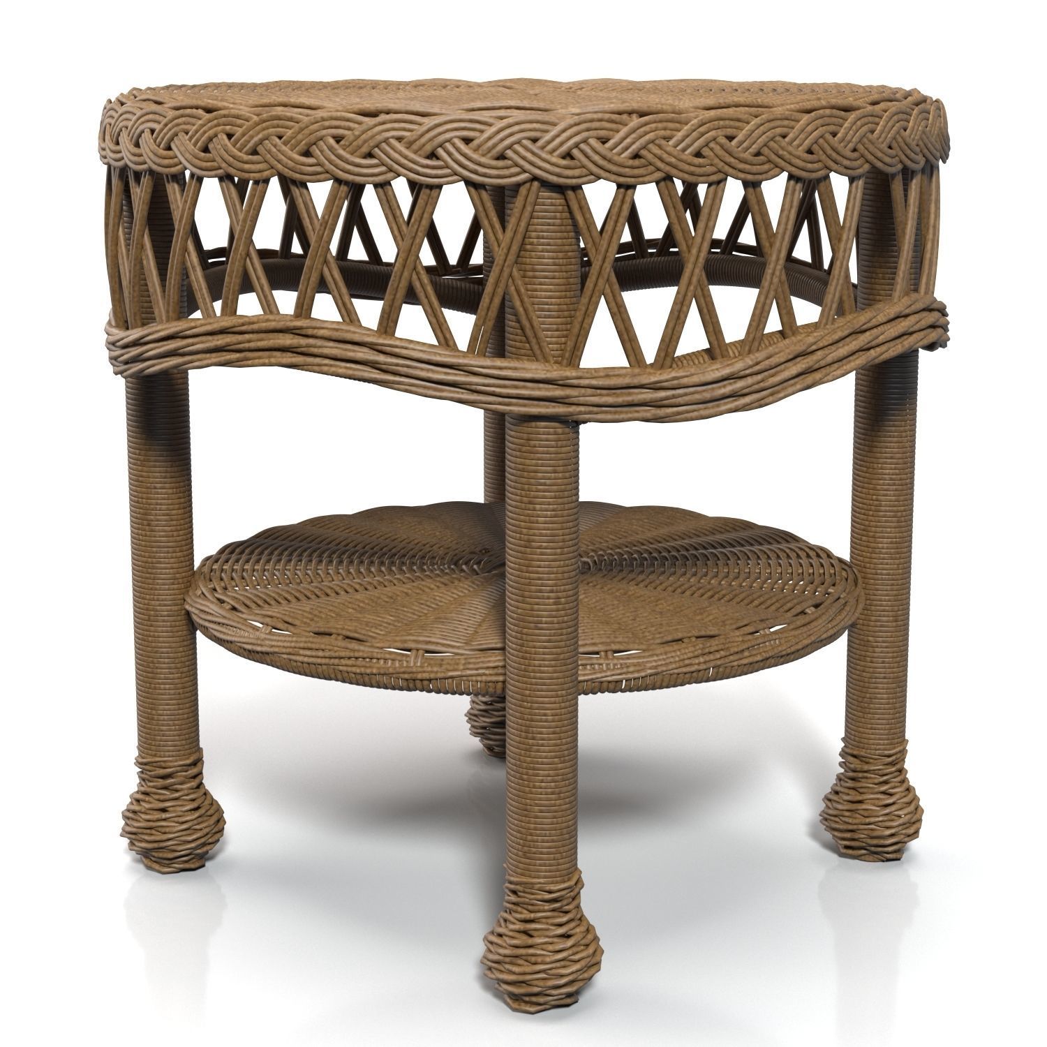 Outdoor Round Wicker Table  PBR 3D model_4