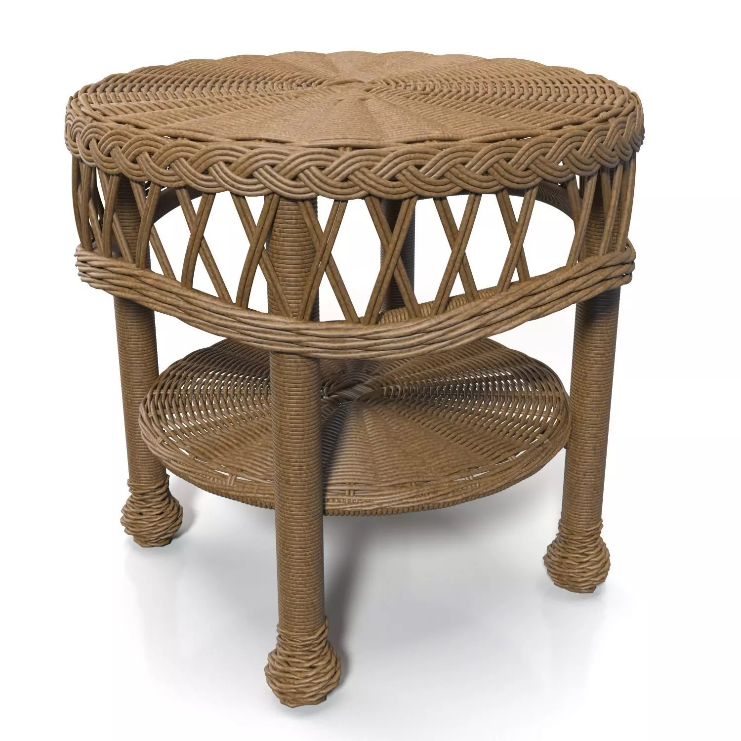 Outdoor Round Wicker Table  PBR 3D model_0
