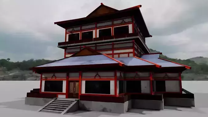 Traditional Shrine 3D Model  Low-poly 3D model