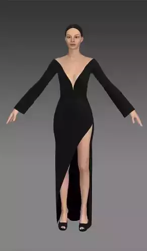 Asymetric dress v neckline