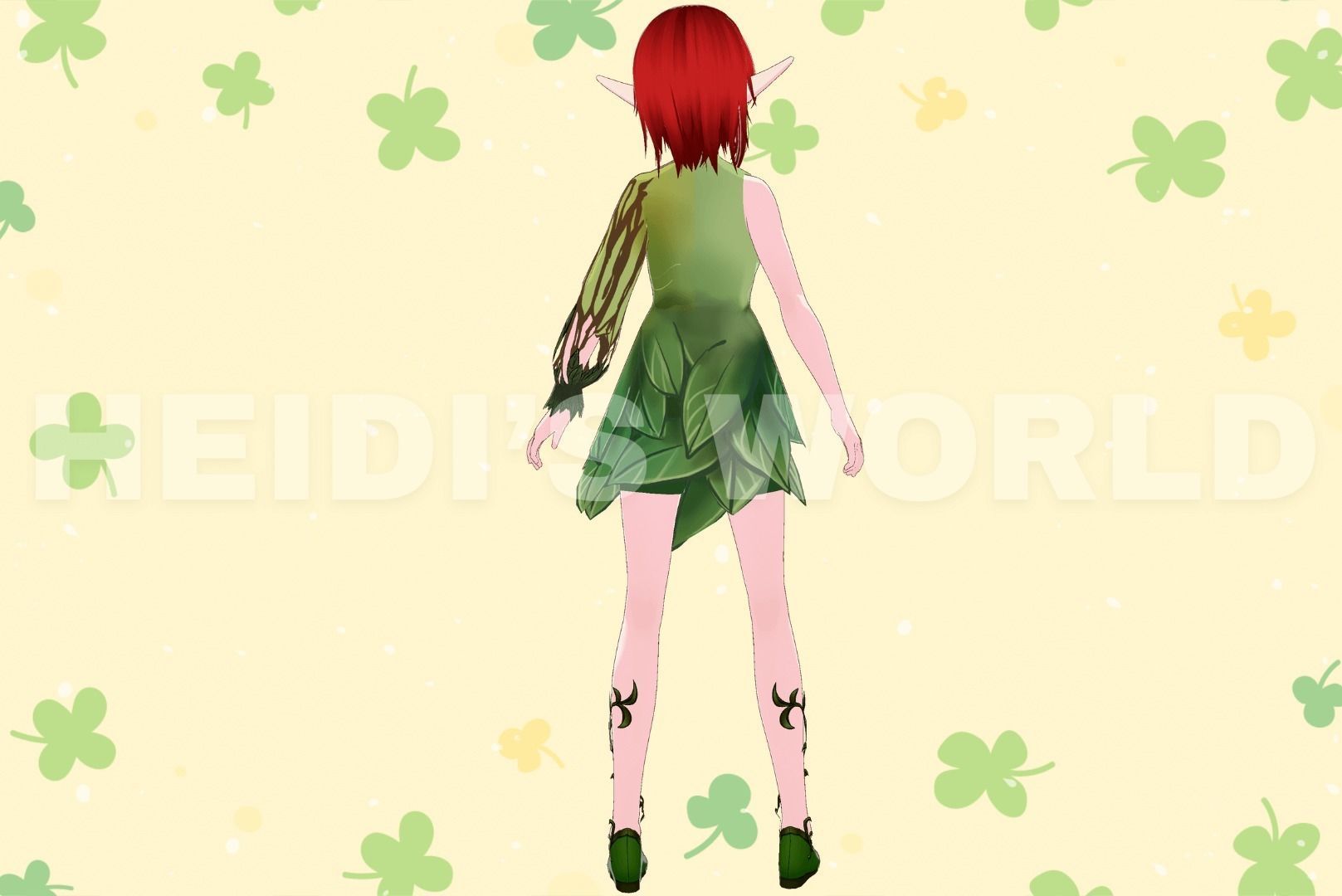 Vroid Beautiful 3D Female Goblin red hair Vtuber Model Avatar 3D model_5