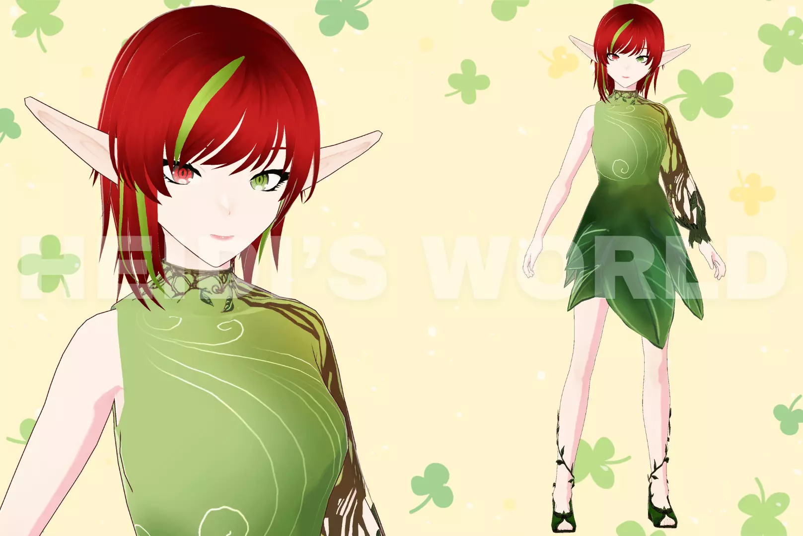 Vroid Beautiful 3D Female Goblin red hair Vtuber Model Avatar 3D model_0