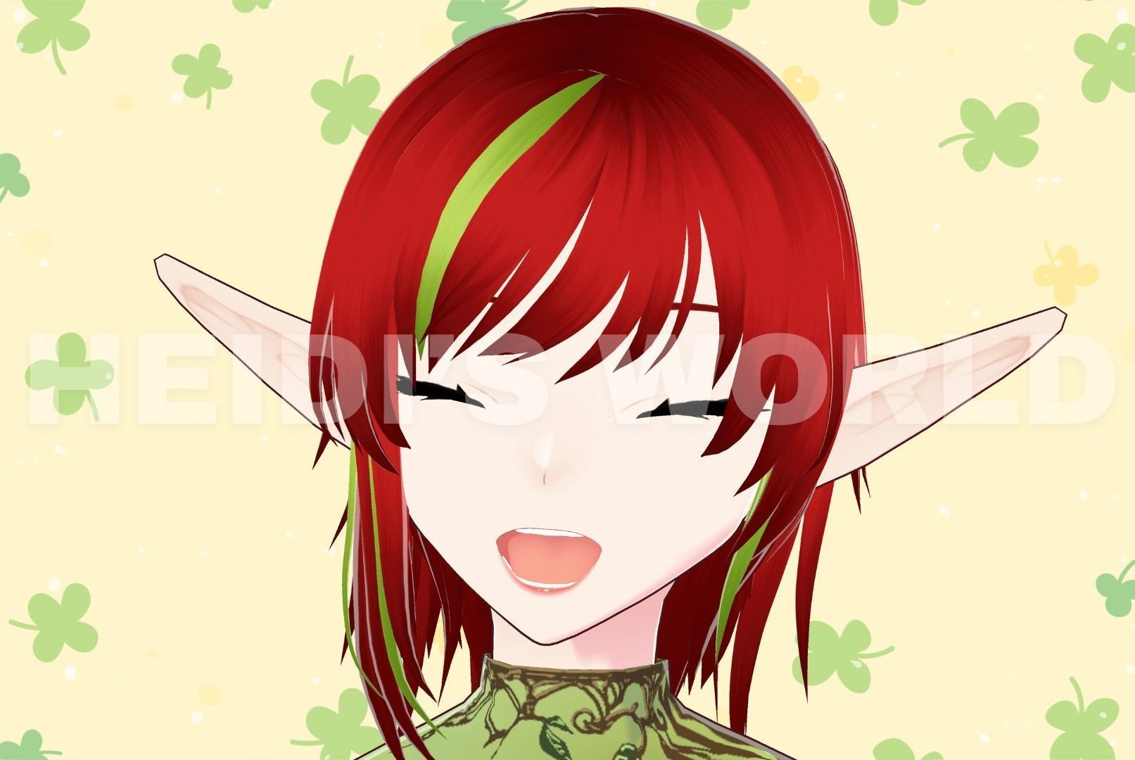 Vroid Beautiful 3D Female Goblin red hair Vtuber Model Avatar 3D model_11