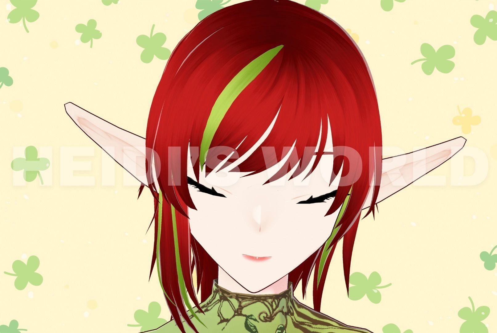 Vroid Beautiful 3D Female Goblin red hair Vtuber Model Avatar 3D model_13