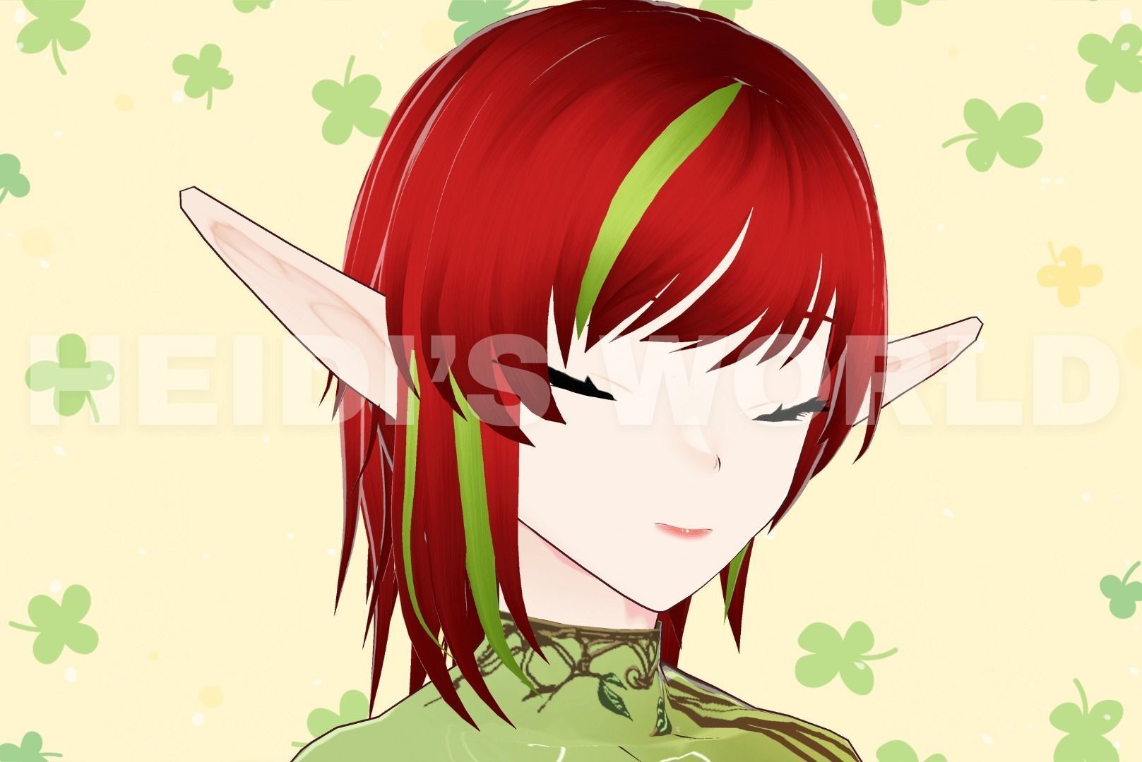 Vroid Beautiful 3D Female Goblin red hair Vtuber Model Avatar 3D model_12