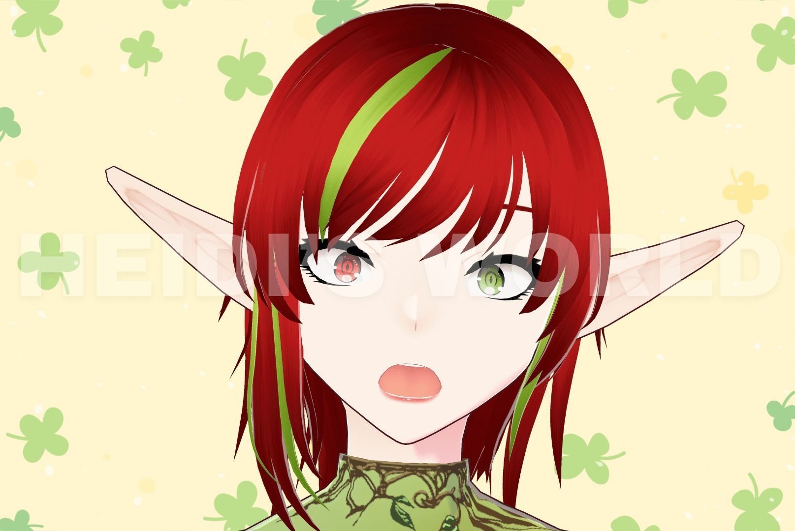Vroid Beautiful 3D Female Goblin red hair Vtuber Model Avatar 3D model_9