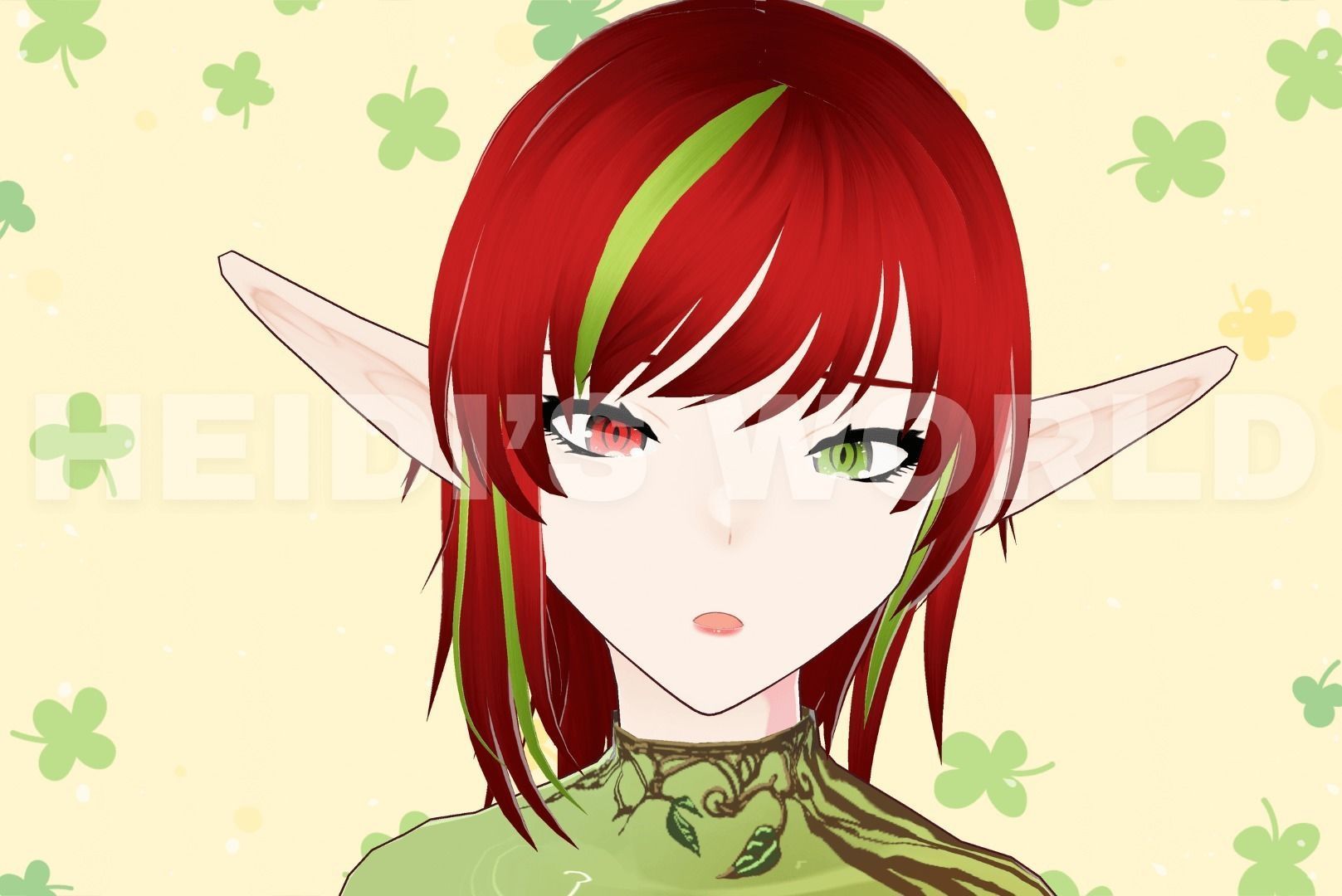 Vroid Beautiful 3D Female Goblin red hair Vtuber Model Avatar 3D model_10