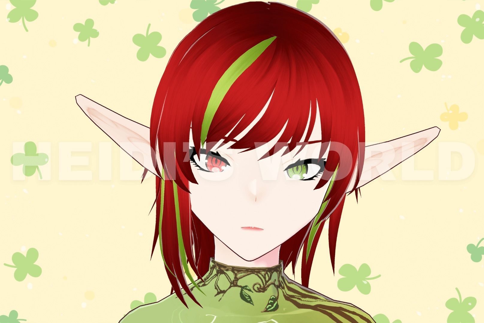 Vroid Beautiful 3D Female Goblin red hair Vtuber Model Avatar 3D model_8