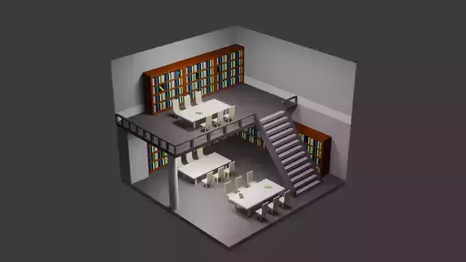 Library   Free low-poly 3D model