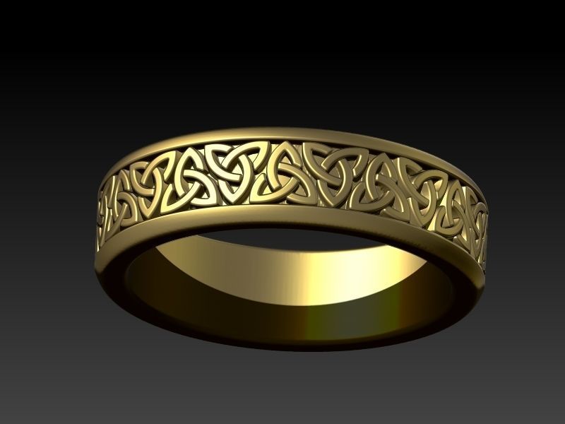 Celtaidd Celtic knots ring Unisex Wedding Band Jewelry 3D print model_12