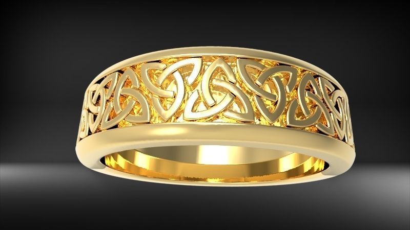 Celtaidd Celtic knots ring Unisex Wedding Band Jewelry 3D print model_19