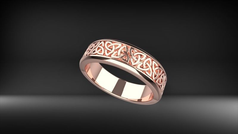 Celtaidd Celtic knots ring Unisex Wedding Band Jewelry 3D print model_4