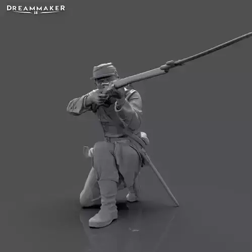 Historical soldier crouching 3D print model