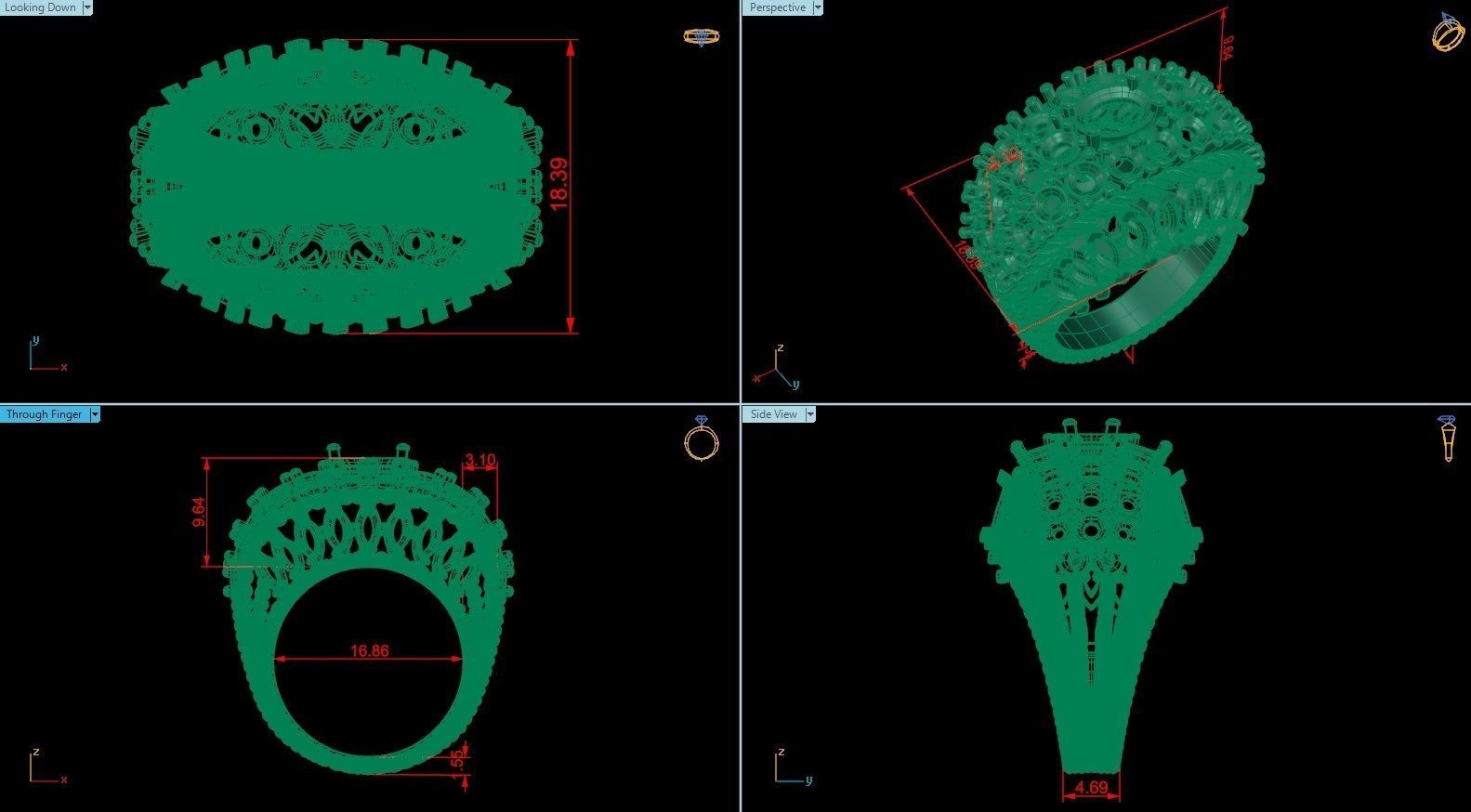 CLUSTER ring 3D print model_8