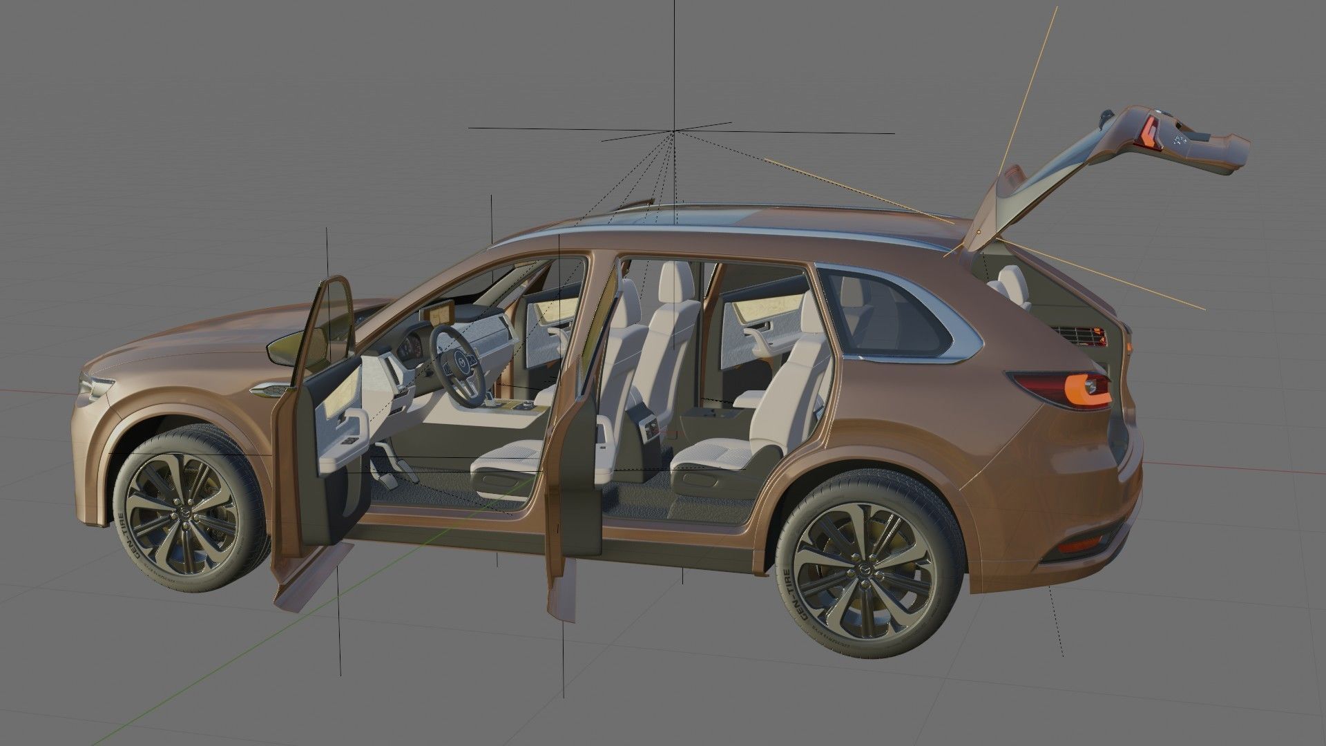 Mazda CX-80 2025 with interior 3D model_25