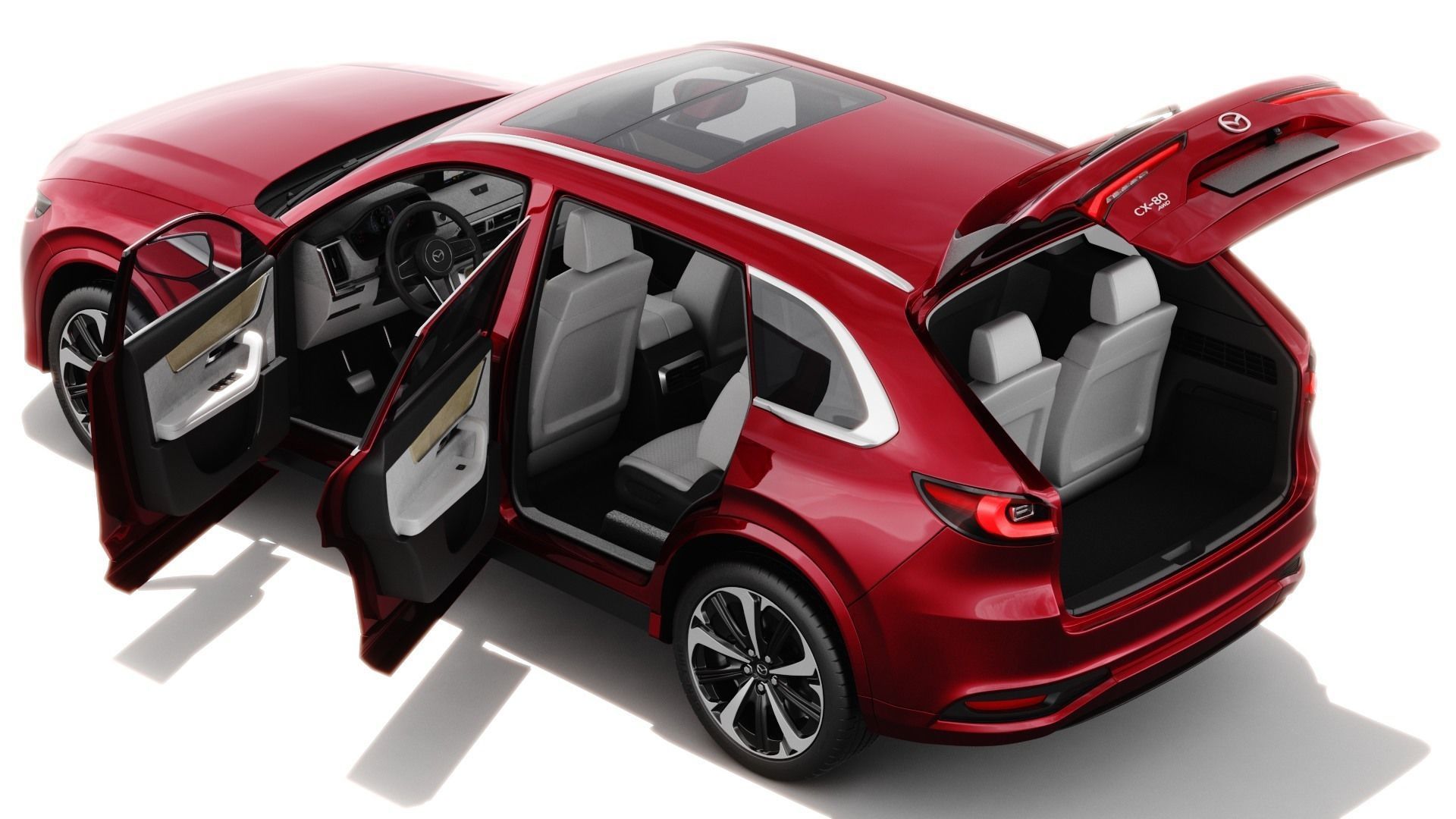 Mazda CX-80 2025 with interior 3D model_2