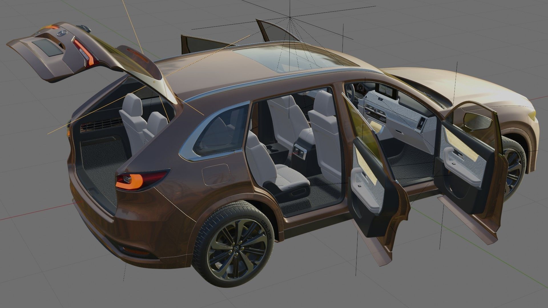 Mazda CX-80 2025 with interior 3D model_27