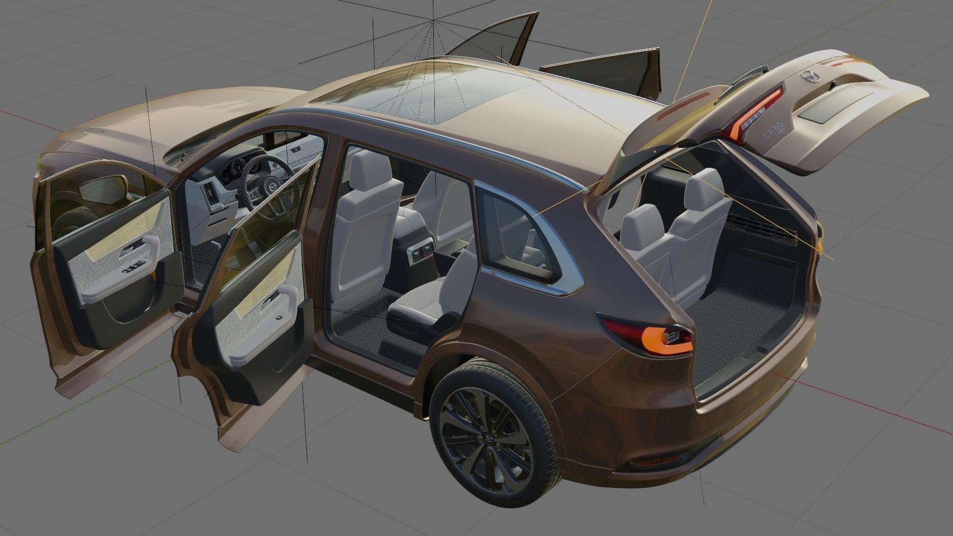 Mazda CX-80 2025 with interior 3D model_24