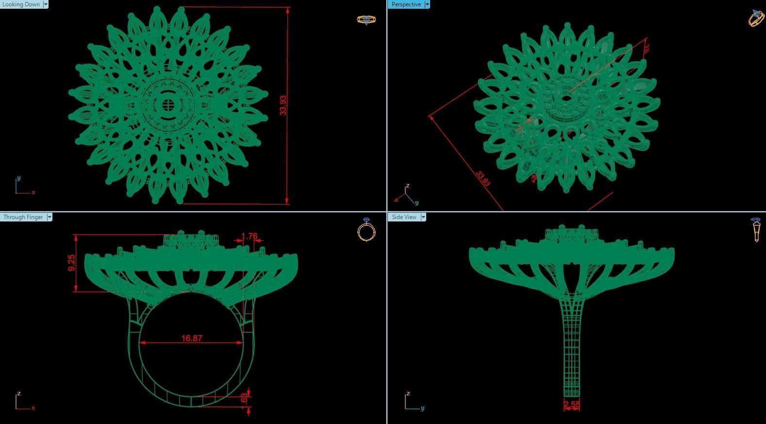 CLUSTER ring 3D print model_35