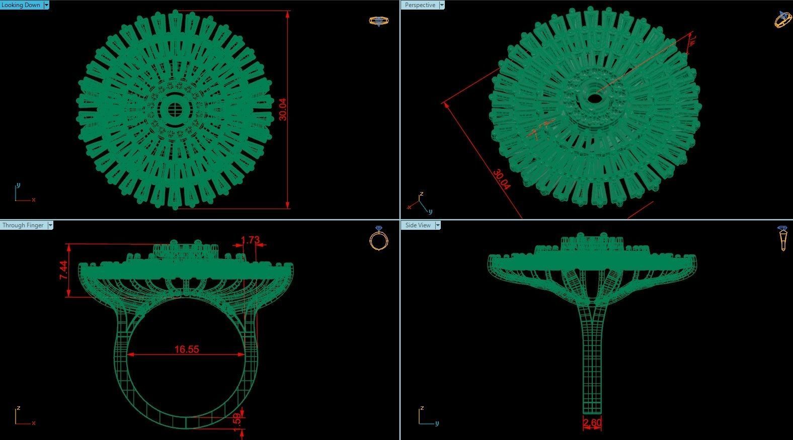 CLUSTER ring 3D print model_44