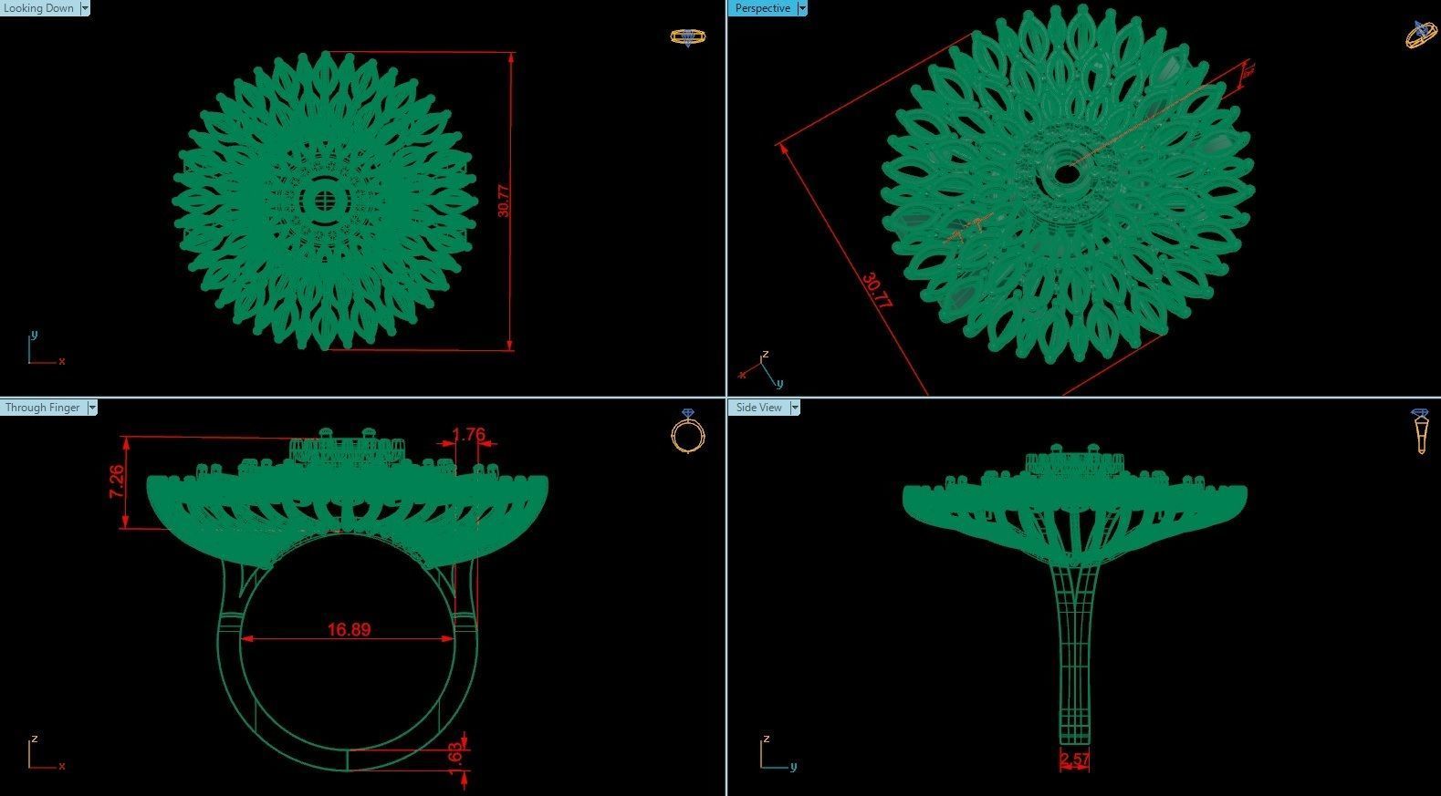 CLUSTER ring 3D print model_8