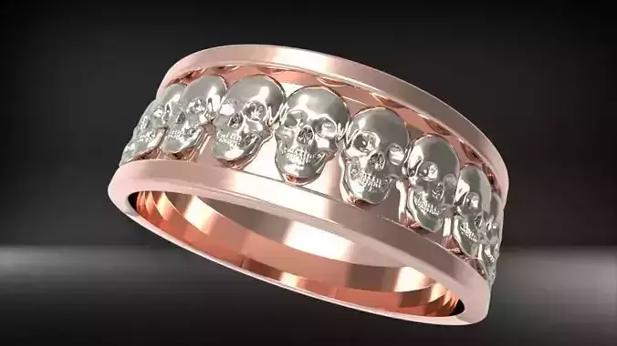 Skull Wedding Band unisex hiphop bikers jewelry