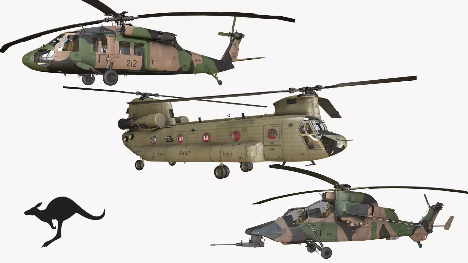 Australian Army Helicopters Collection Low-poly 3D model_0
