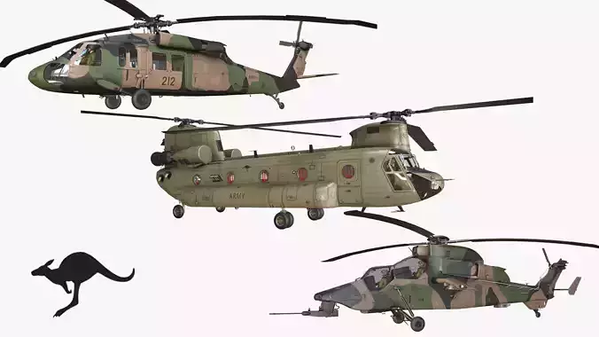 Australian Army Helicopters Collection Low-poly 3D model