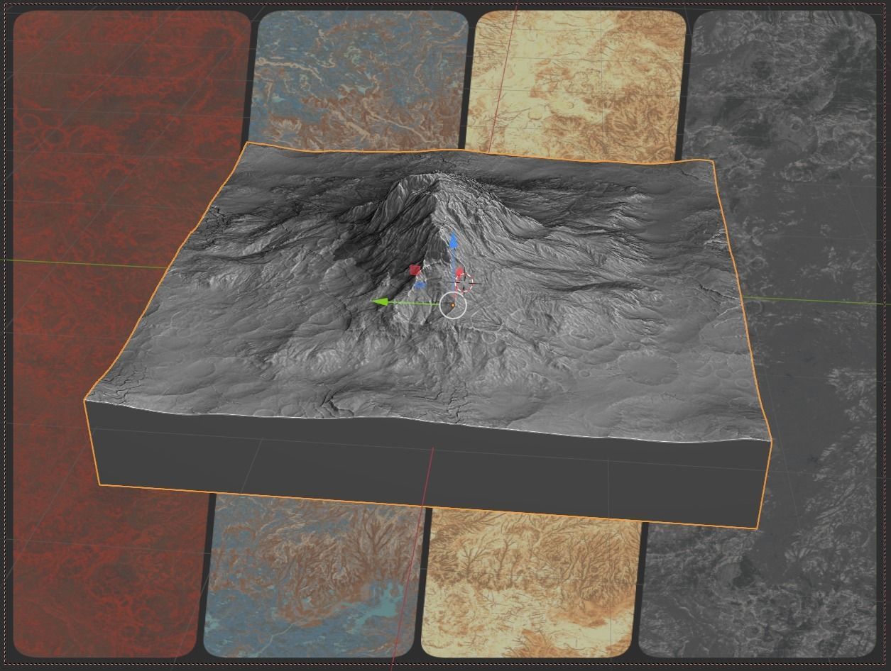 16k Seamless Craters Mountain Surface 4 Variations Low-poly 3D model_2