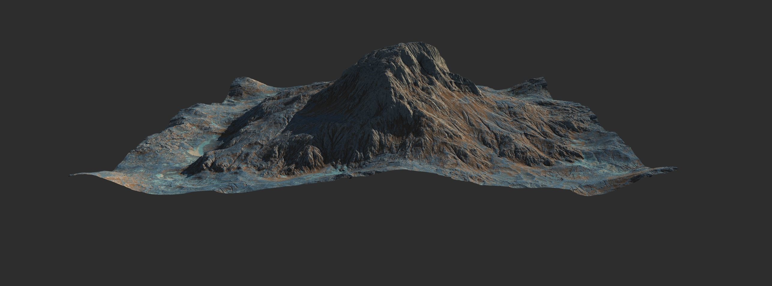 16k Seamless Craters Mountain Surface 4 Variations Low-poly 3D model_14