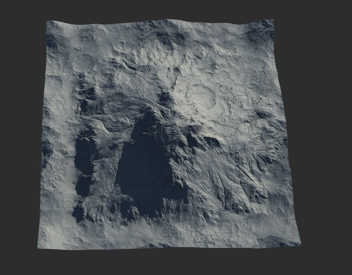 16k Seamless Craters Mountain Surface 4 Variations Low-poly 3D model_7