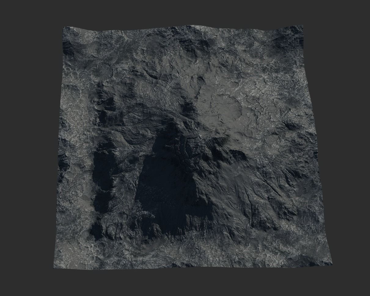 16k Seamless Craters Mountain Surface 4 Variations Low-poly 3D model_9