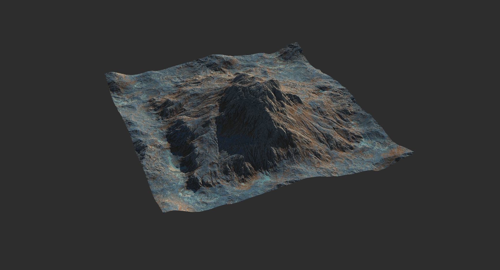 16k Seamless Craters Mountain Surface 4 Variations Low-poly 3D model_12