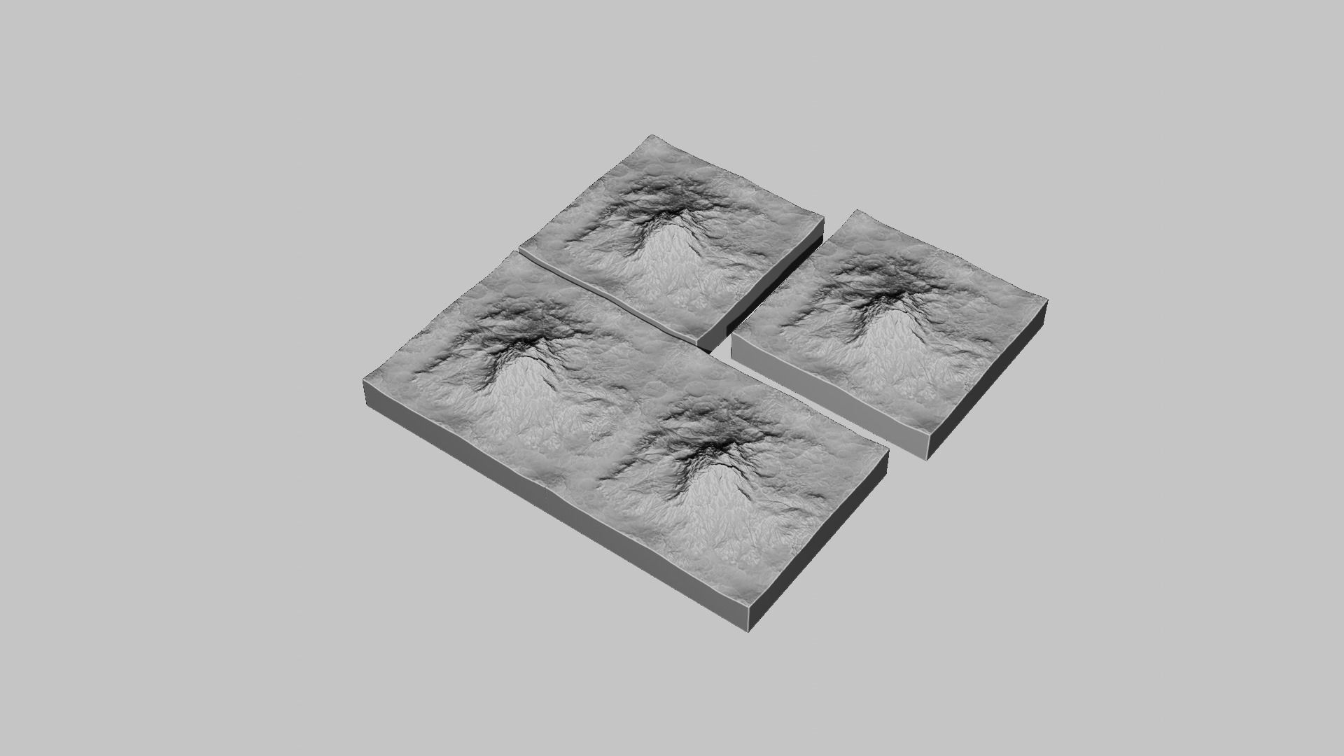 16k Seamless Craters Mountain Surface 4 Variations Low-poly 3D model_34