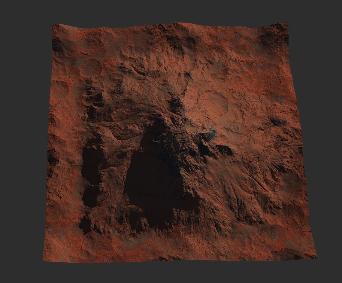 16k Seamless Craters Mountain Surface 4 Variations Low-poly 3D model_3