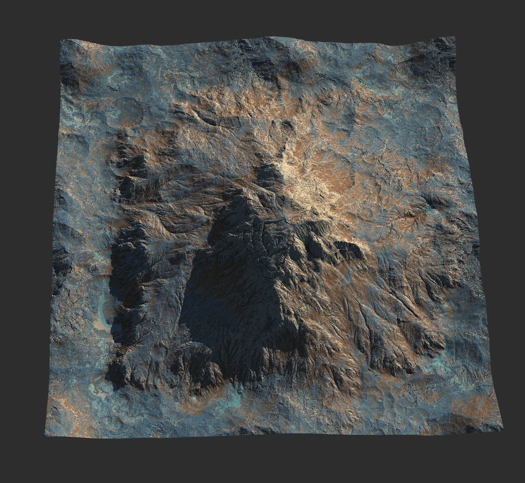 16k Seamless Craters Mountain Surface 4 Variations Low-poly 3D model_1