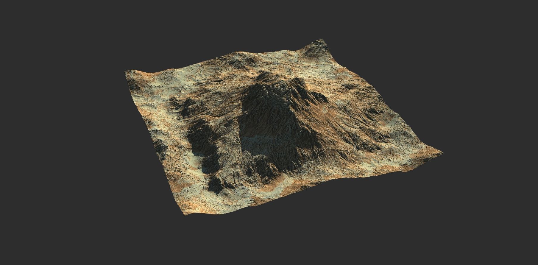16k Seamless Craters Mountain Surface 4 Variations Low-poly 3D model_13