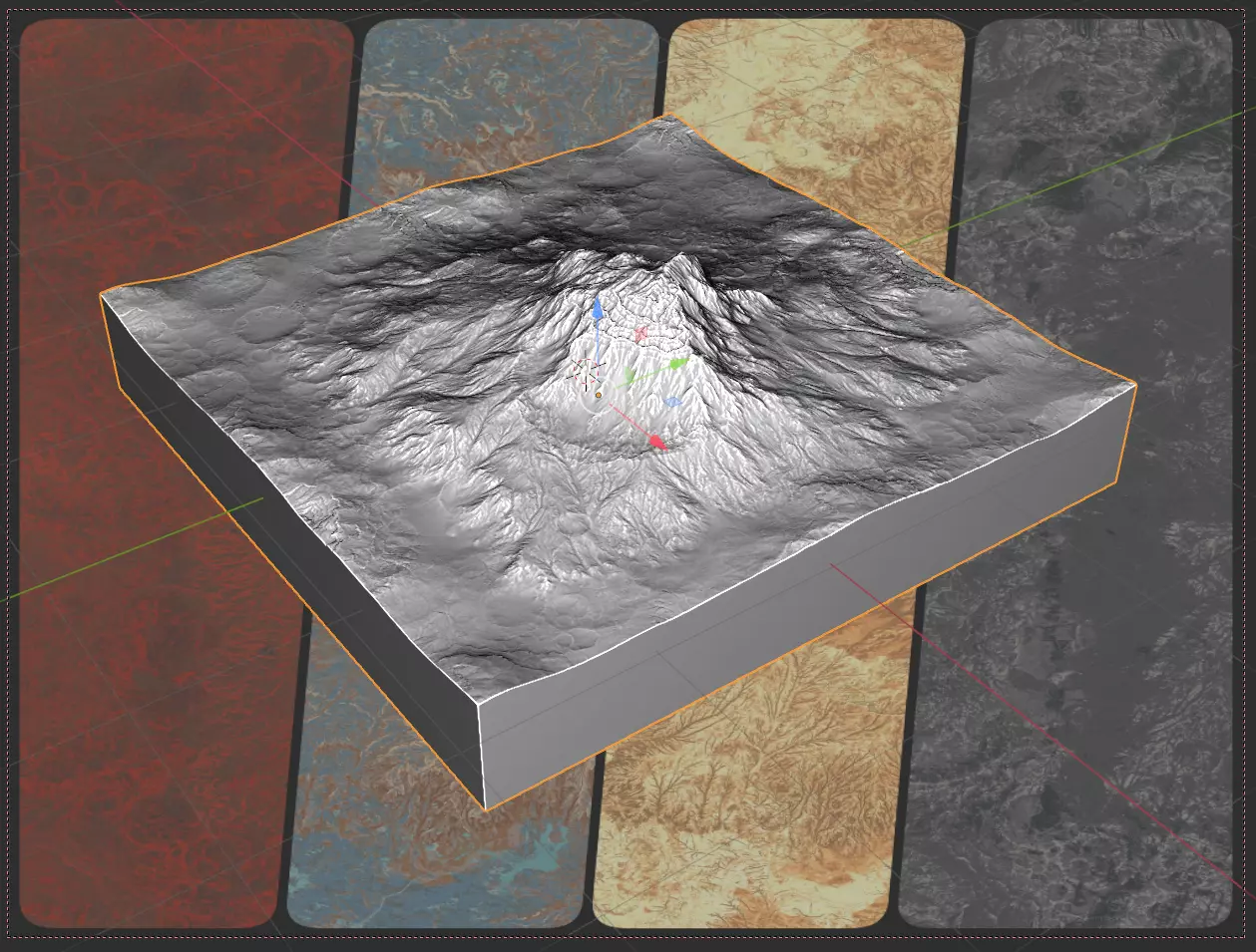 16k Seamless Craters Mountain Surface 4 Variations Low-poly 3D model_0