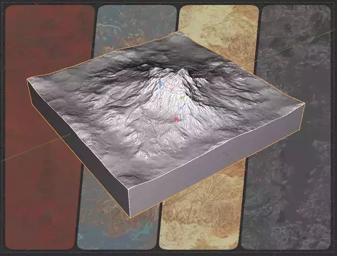 16k Seamless Craters Mountain Surface 4 Variations Low-poly 3D model