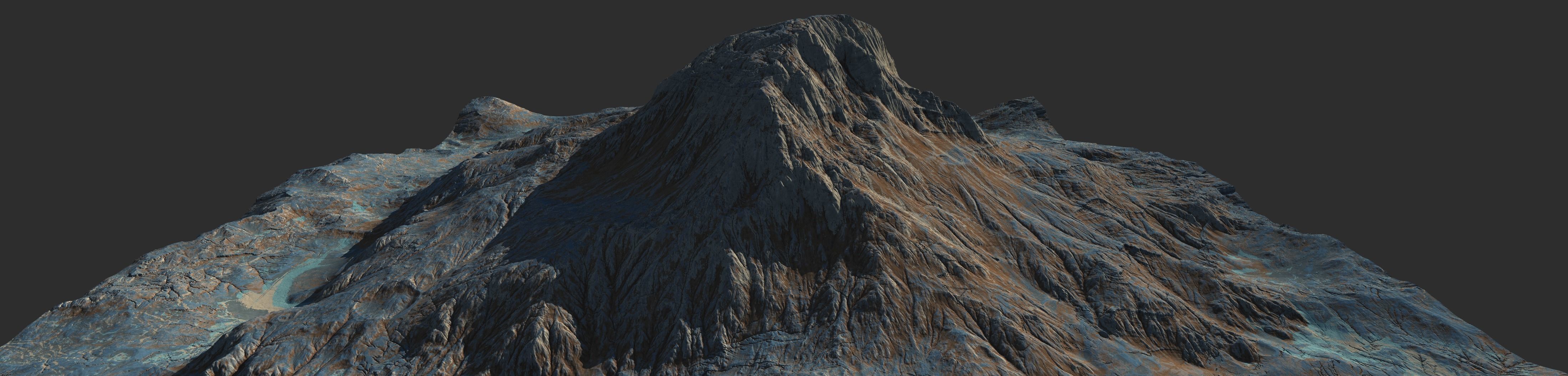 16k Seamless Craters Mountain Surface 4 Variations Low-poly 3D model_27