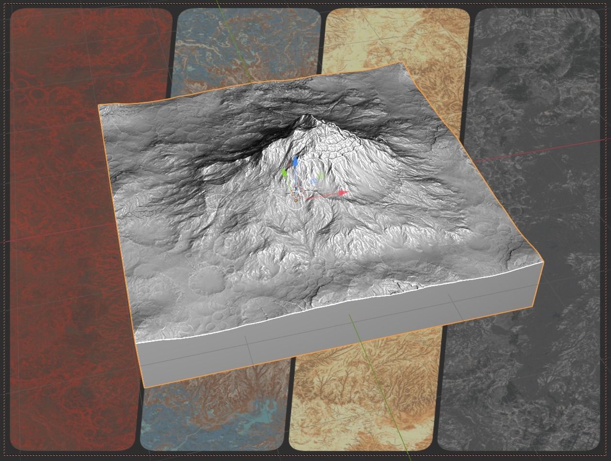 16k Seamless Craters Mountain Surface 4 Variations Low-poly 3D model_6